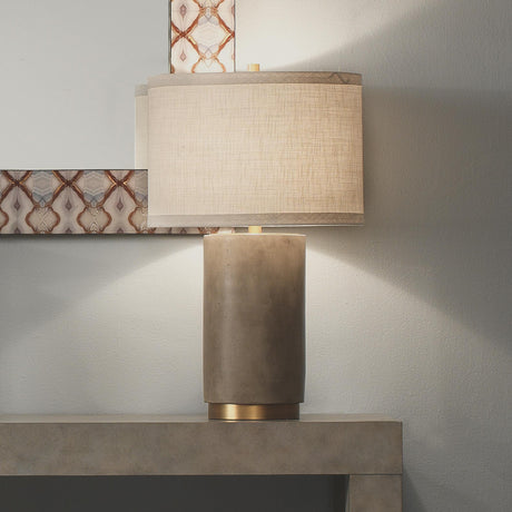 Jamie Young Mortar Cement Table Lamp with Linen Shade