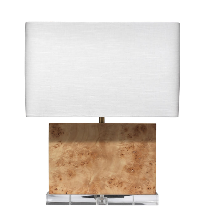 Jamie Young Parallel Burl Wood Table Lamp with Linen Shade