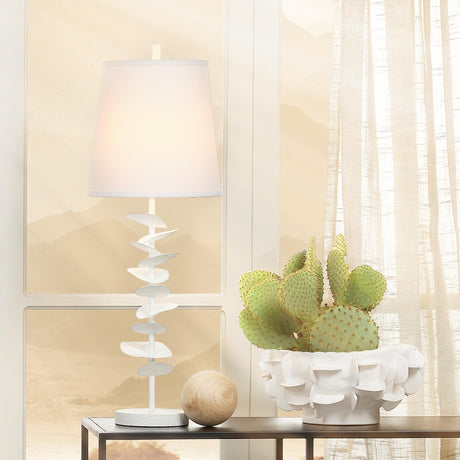 Jamie Young Petals Gesso Table Lamp with Linen Shade