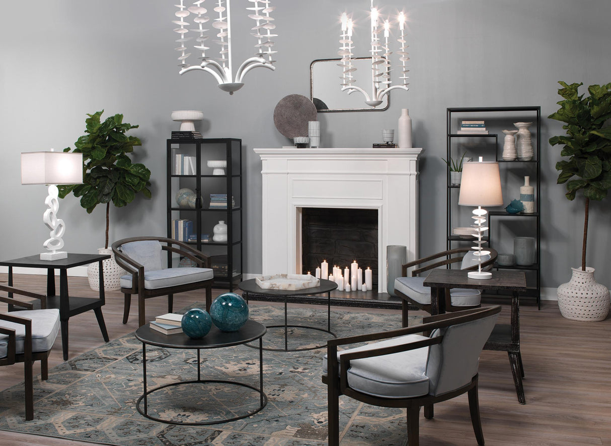 Jamie Young Petals Gesso Table Lamp with Linen Shade