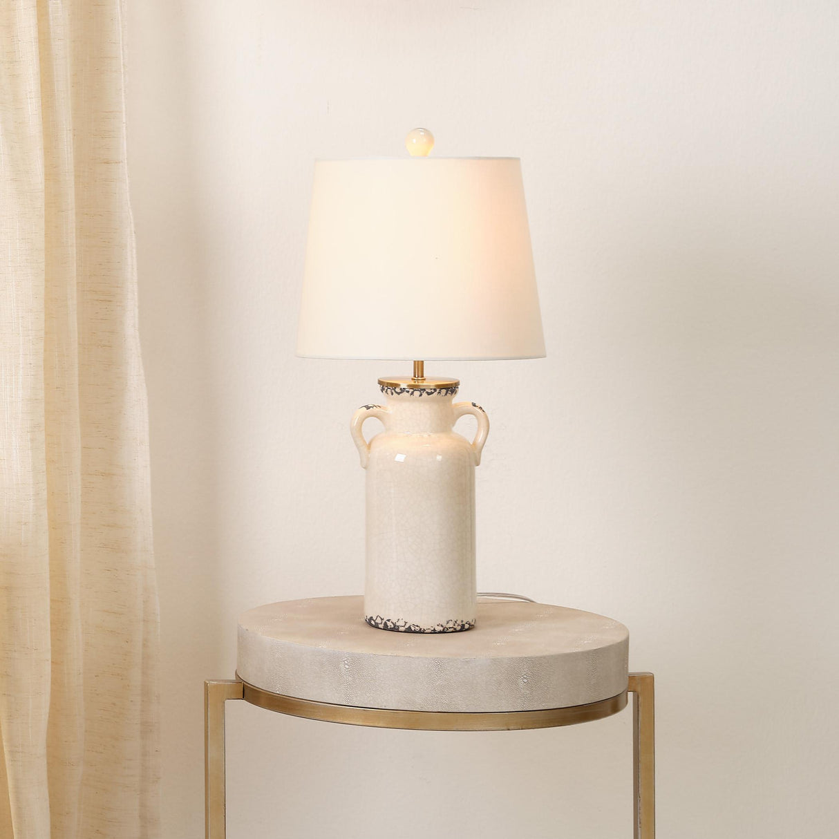 Jamie Young Piper Ceramic Table Lamp, Cream