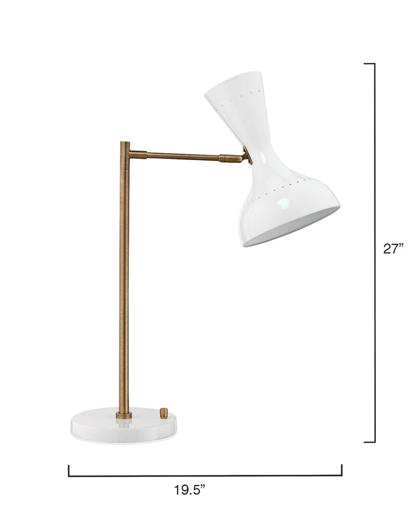 Jamie Young Pisa Swing Arm White and Antique Brass Table Lamps