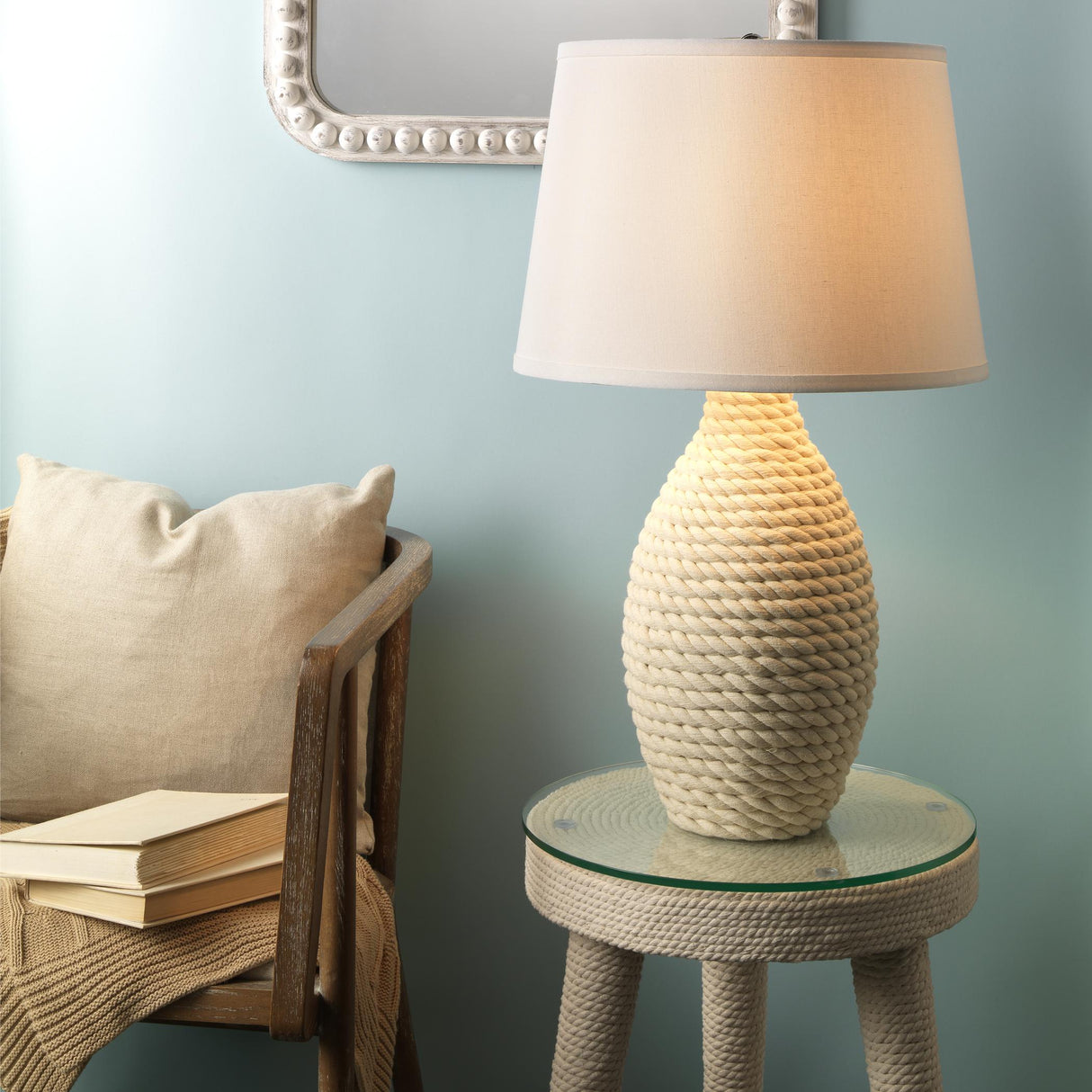 Jamie Young Rope Table Lamp, Off White