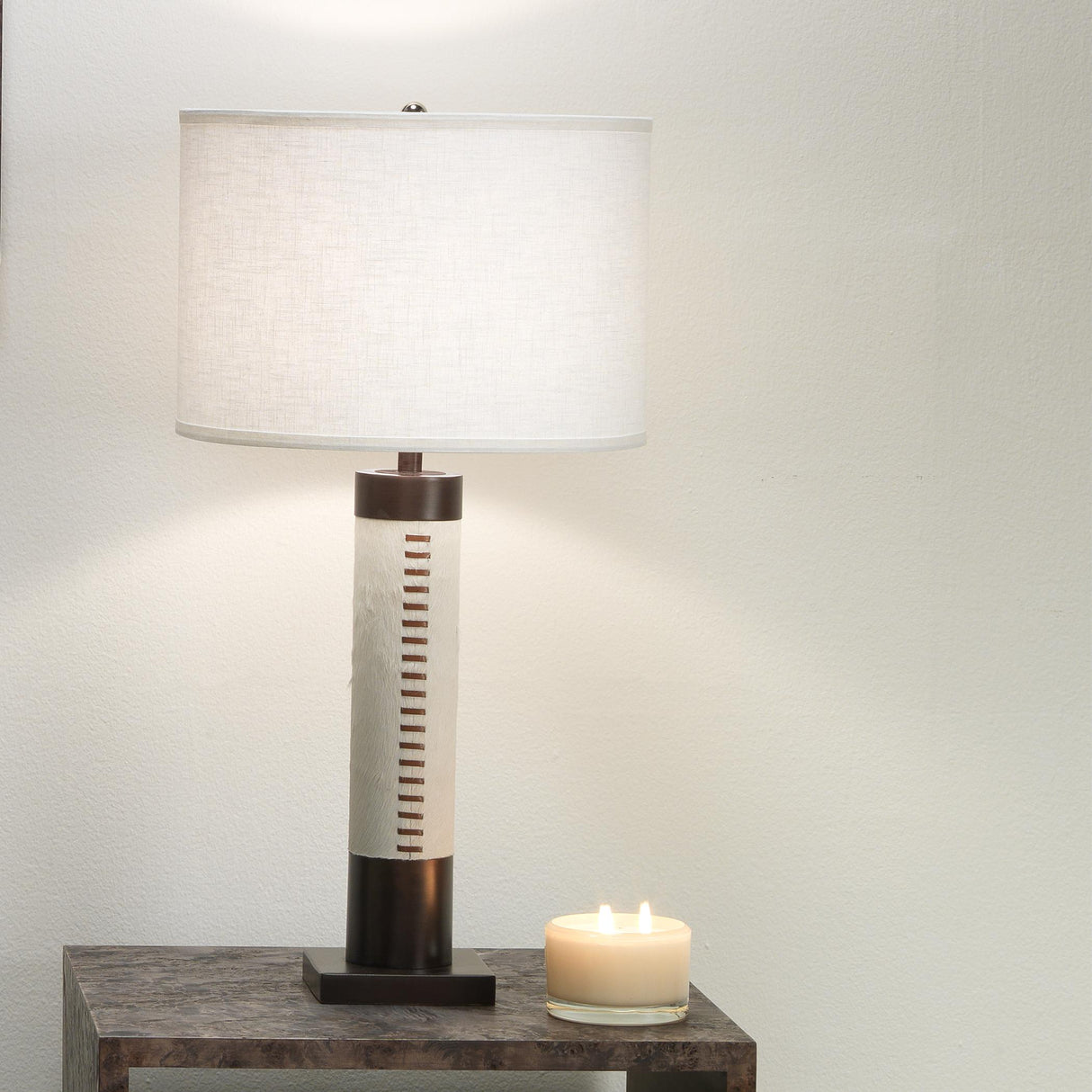 Jamie Young Sheridan Ox Hide Table Lamp with Linen Shade