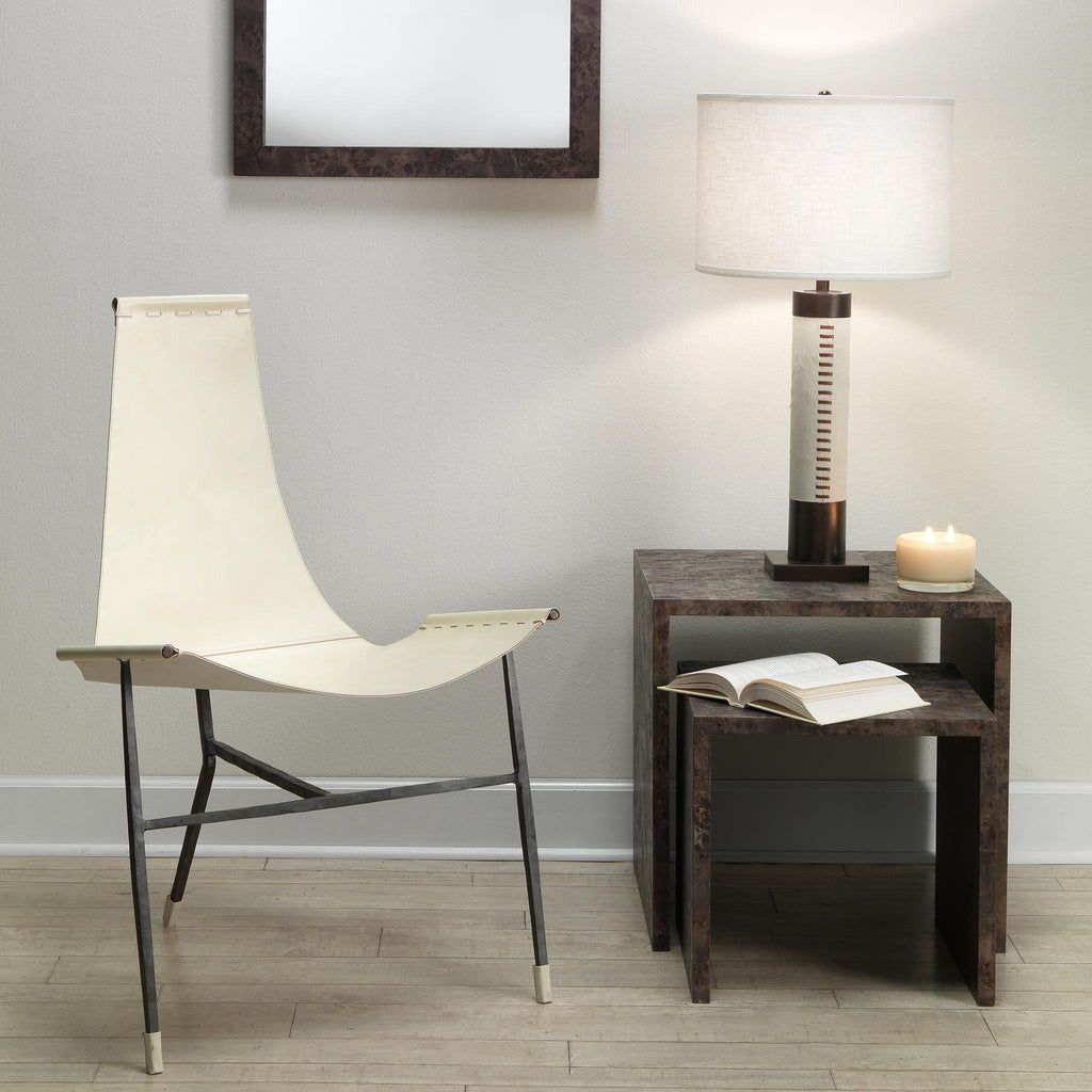 Jamie Young Sheridan Bronze and White Hide Table Lamps