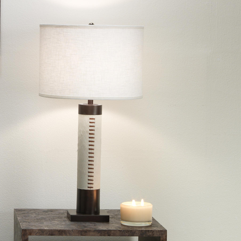 Jamie Young Sheridan Bronze and White Hide Table Lamps