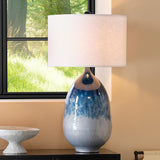 Jamie Young Twilight Iron Table Lamp with Linen Shade, Blue Ombre