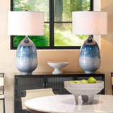 Jamie Young Twilight Iron Table Lamp with Linen Shade, Blue Ombre