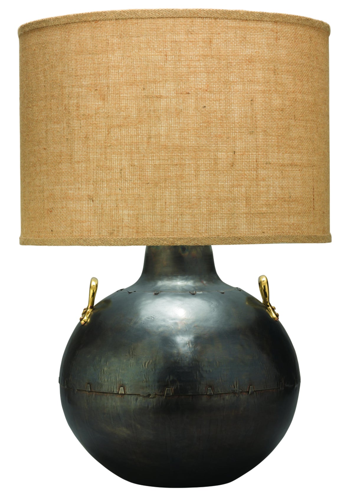 Jamie Young Two Handled Kettle Steel Table Lamp with Burlap Shade
