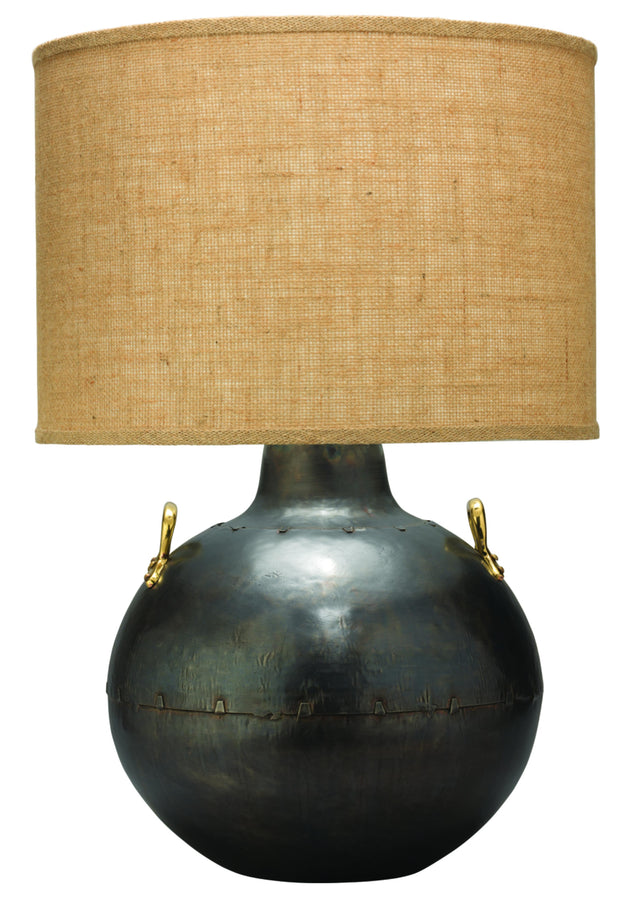 Jamie Young Two Handled Kettle Steel Table Lamp with Burlap Shade