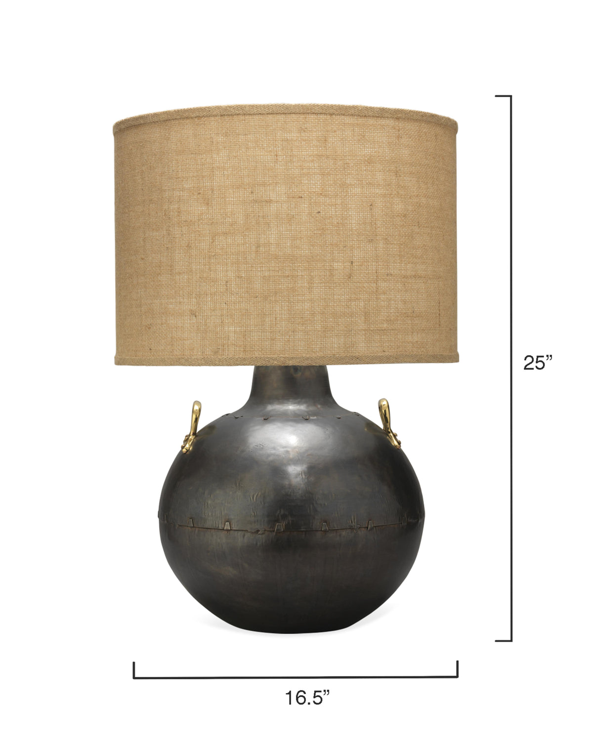 Jamie Young Two Handled Kettle Steel Table Lamp with Burlap Shade