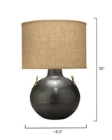 Jamie Young Two Handled Kettle Steel Table Lamp with Burlap Shade