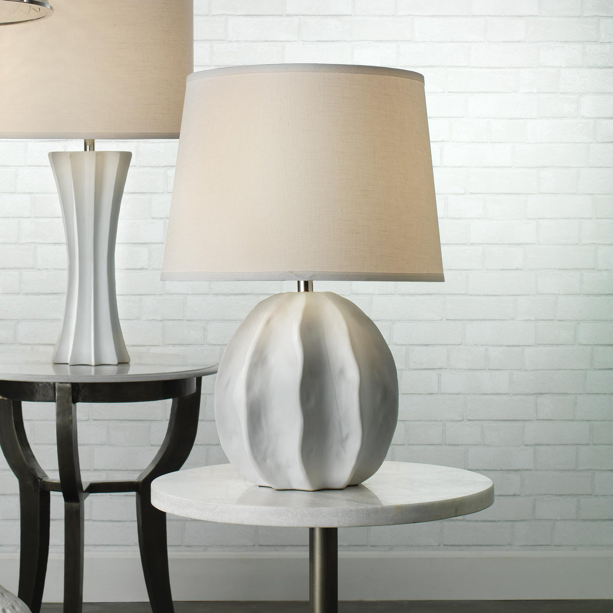 Jamie Young Urchin Ceramic Table Lamp with Linen Shade