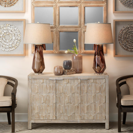 Jamie Young Watercolor Glass Table Lamp with Linen Shade