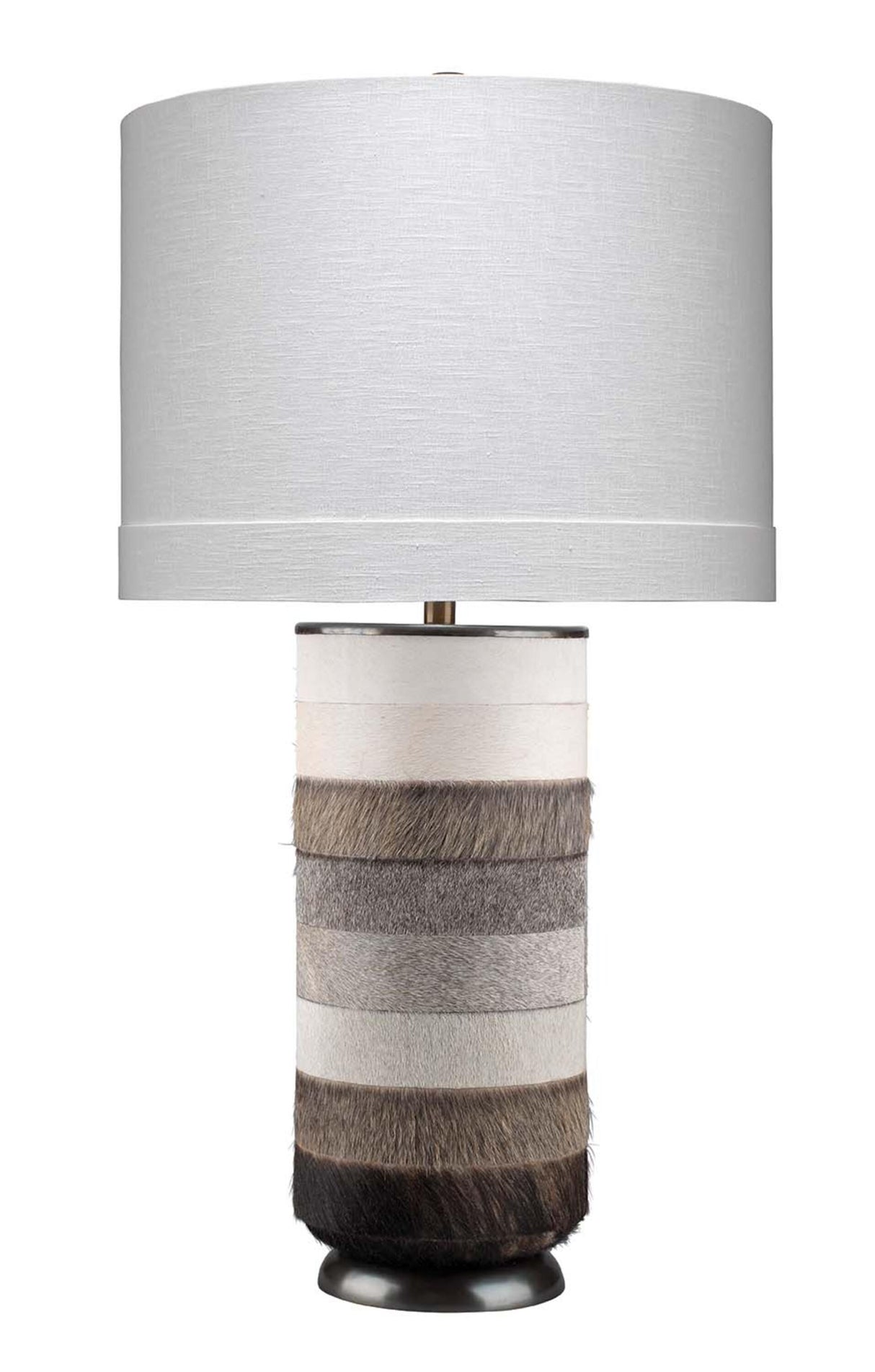 Jamie Young Winslow Hide Table Lamp with Linen Shade, Grey and White