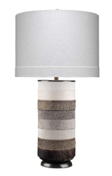 Jamie Young Winslow Hide Table Lamp with Linen Shade, Grey and White