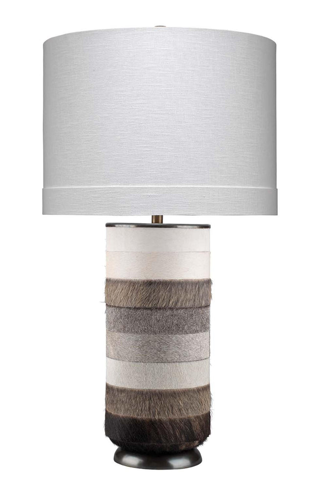 Jamie Young Winslow Hide Table Lamp with Linen Shade, Grey and White