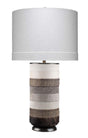 Jamie Young Winslow Hide Table Lamp with Linen Shade, Grey and White