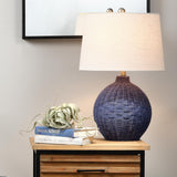 Jamie Young Cape Rattan Table Lamp, Blue