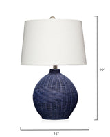 Jamie Young Cape Rattan Table Lamp, Blue