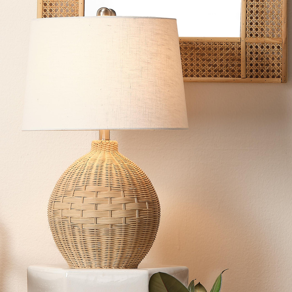 Jamie Young Cape Rattan Table Lamp, Natural