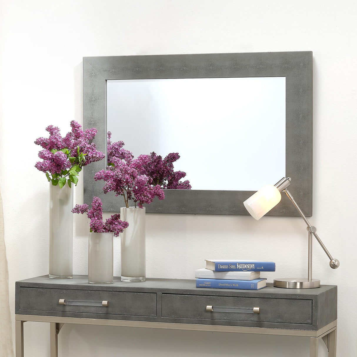 Jamie Young Structure Shagreen Rectangle Mirror, Grey