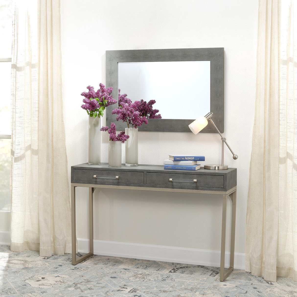 Jamie Young Structure Shagreen Rectangle Mirror, Grey