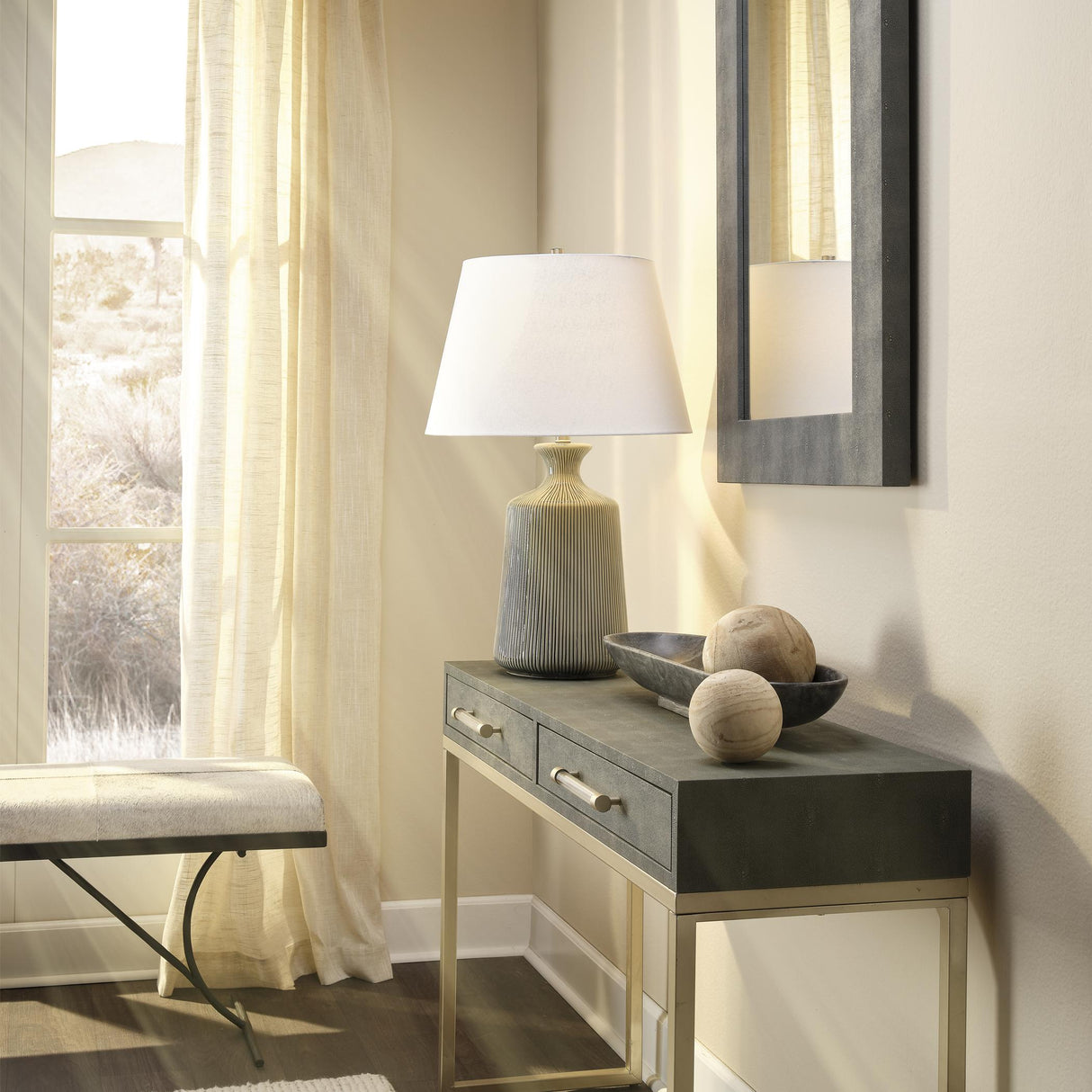 Jamie Young Structure Shagreen Rectangle Mirror, Grey