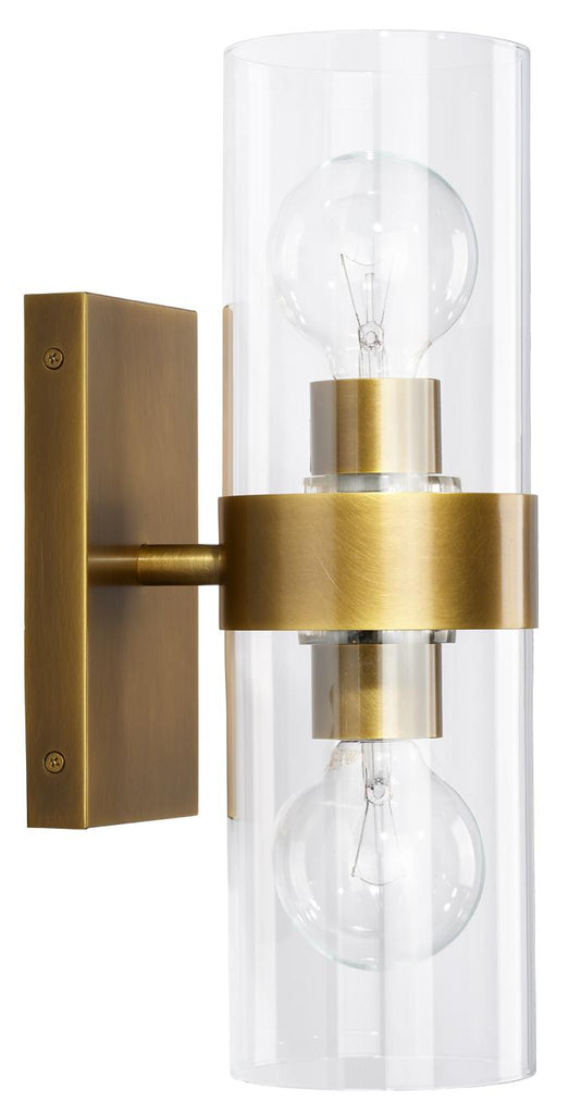 Jamie Young Chatham Antique Brass and Clear Glass Wall Sconces