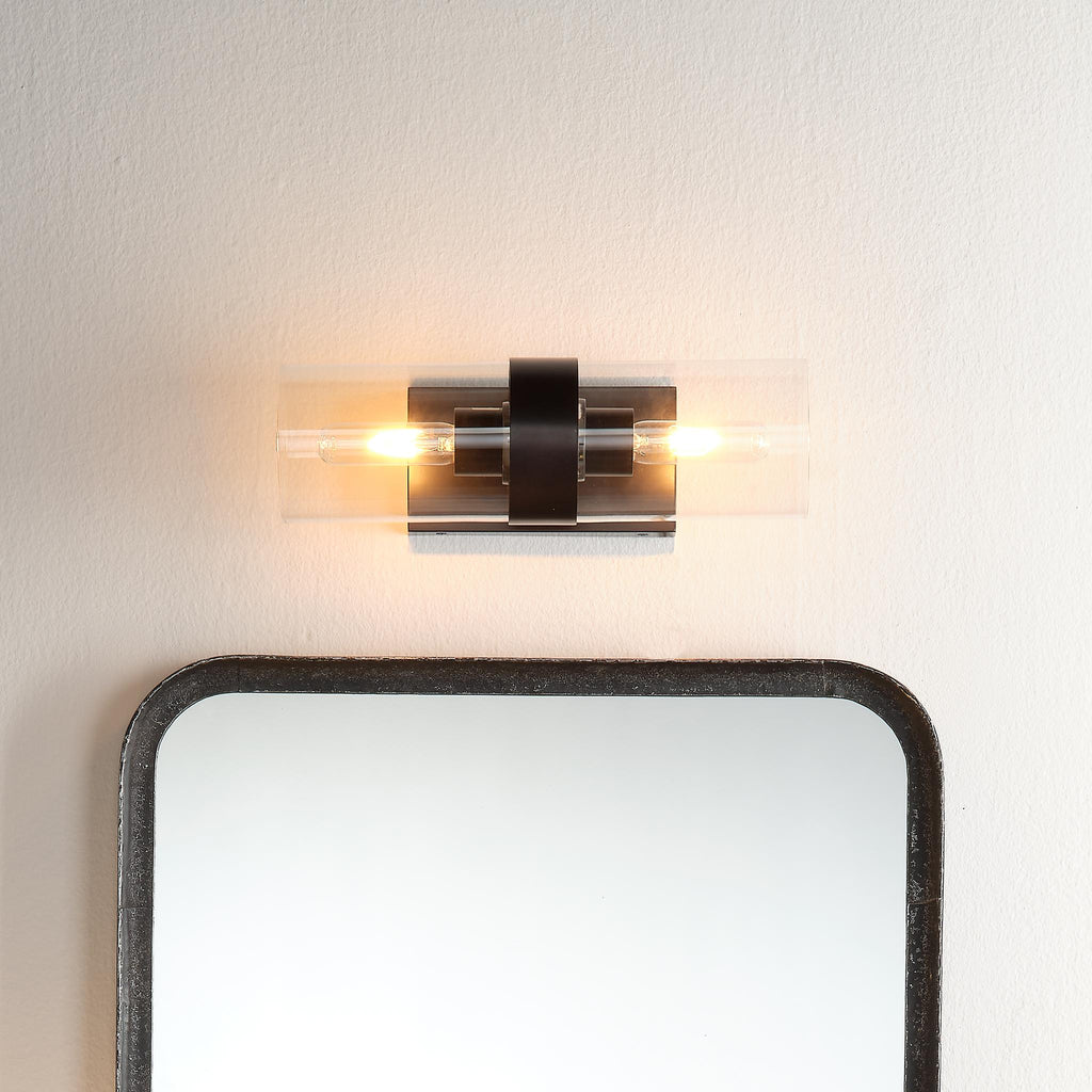 Jamie Young Chatham Oil Rubbed Bronze and Clear Glass Wall Sconces