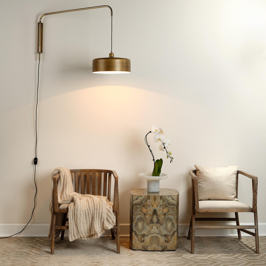 Jamie Young Jeno Swing Arm , Large Satin Brass Wall Sconces