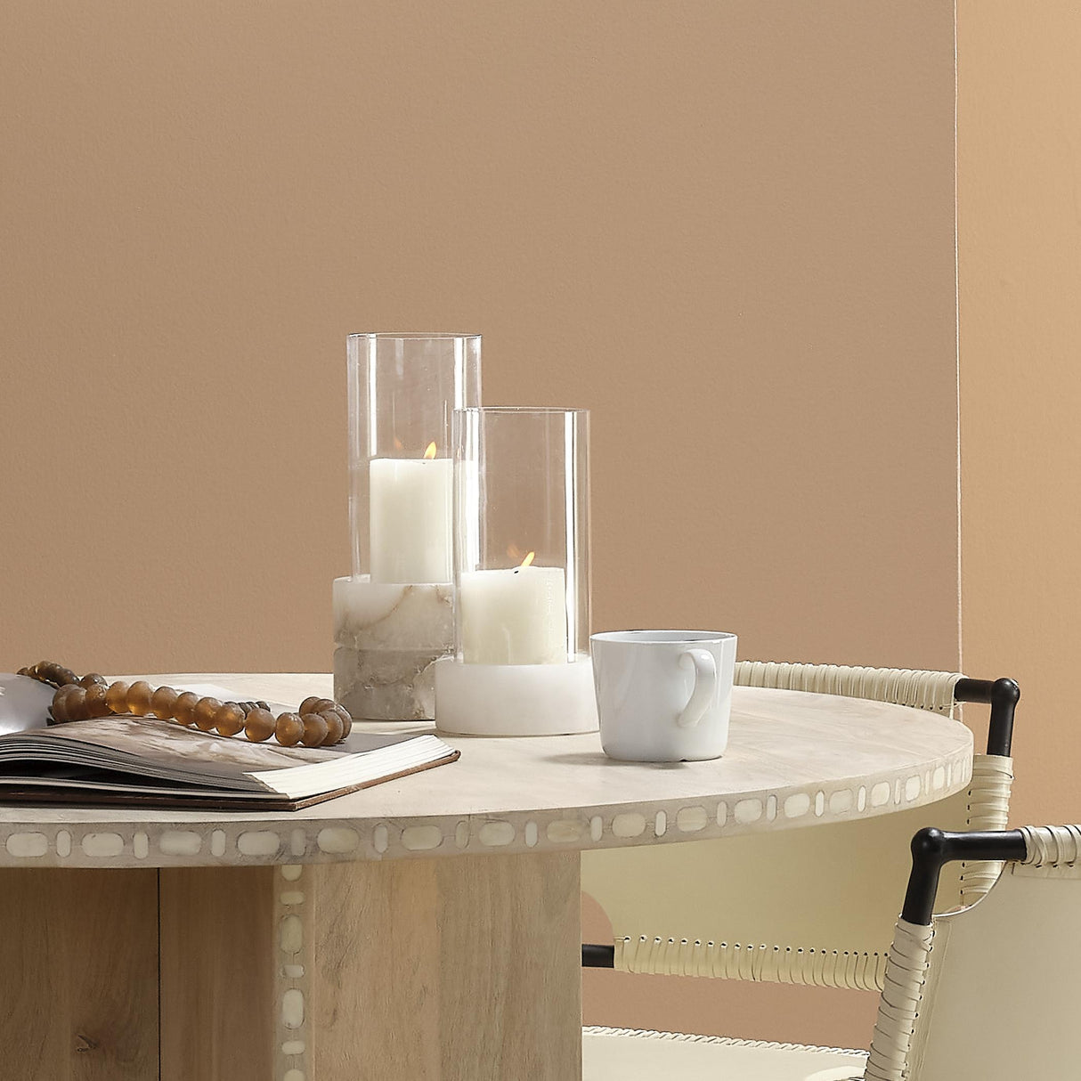 Jamie Young Charlotte Stacked Alabaster Hurricane, Tall