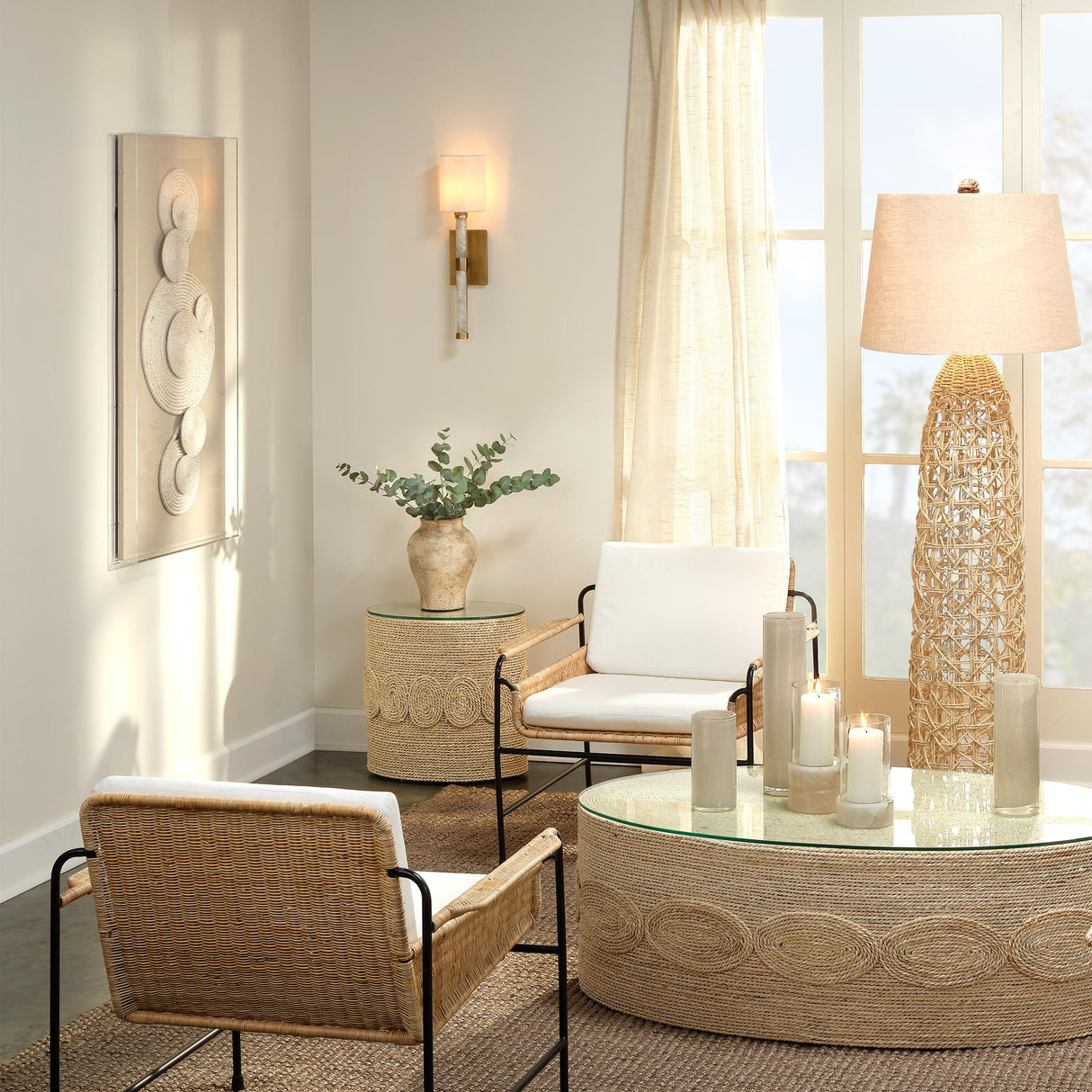 Jamie Young Charlotte Stacked Alabaster Hurricane, Tall