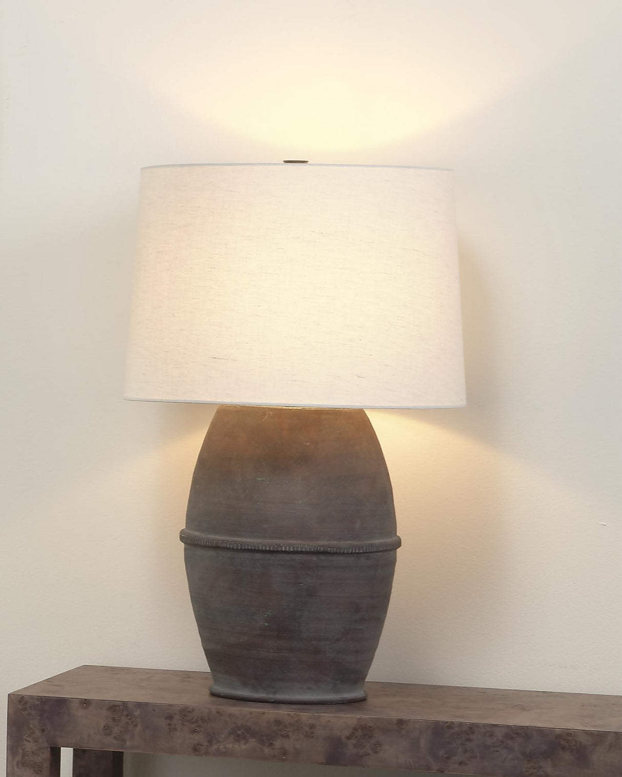 Jamie Young Antiquity Ceramic Table Lamp with Linen Shade