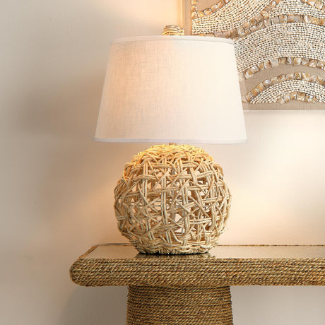 Jamie Young Maui Rope Table Lamp with Linen Shade