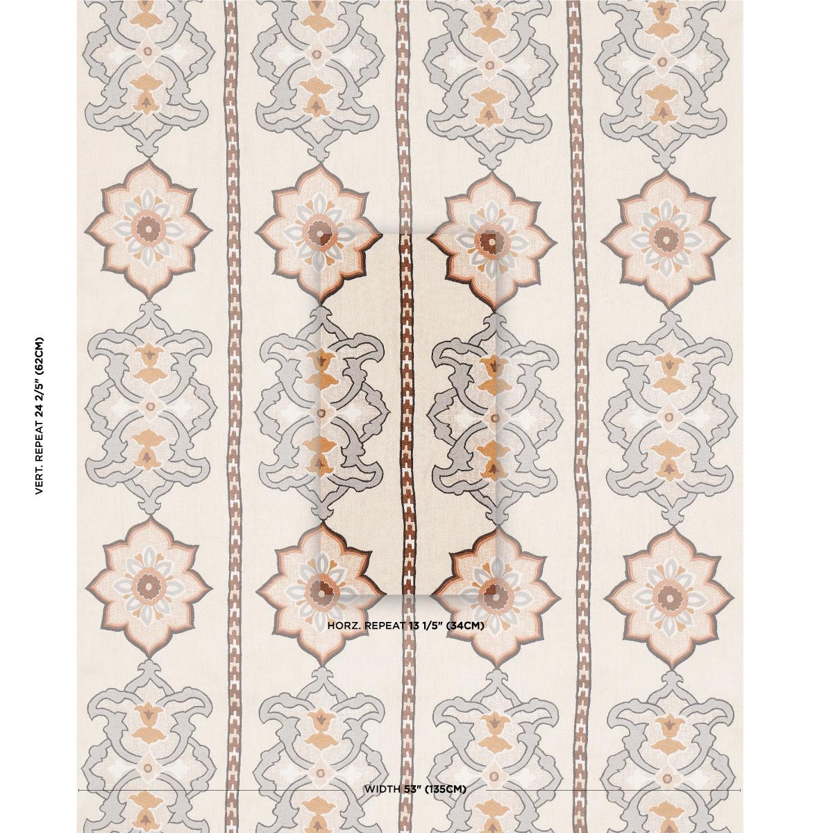 Schumacher Temara Hand Embroidered Print Natural Fabric