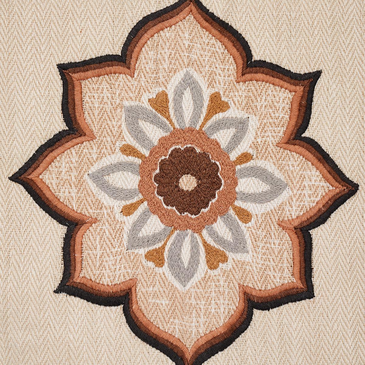 Schumacher Temara Hand Embroidered Print Natural Fabric