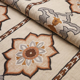 Schumacher Temara Hand Embroidered Print Natural Fabric