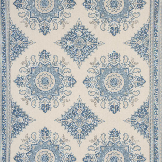 Schumacher Montecito Medallion China Blue Fabric