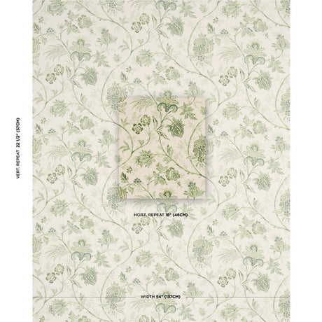 Schumacher Chinoiserie Vine Leaf Green Fabric