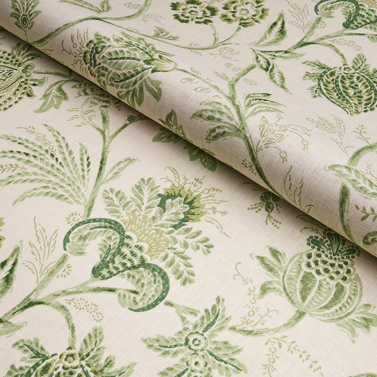 Schumacher Chinoiserie Vine Leaf Green Fabric