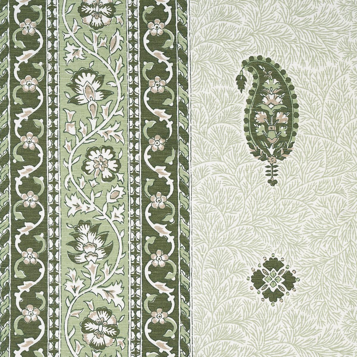 Schumacher Ojai Paisley Leaf Green Fabric