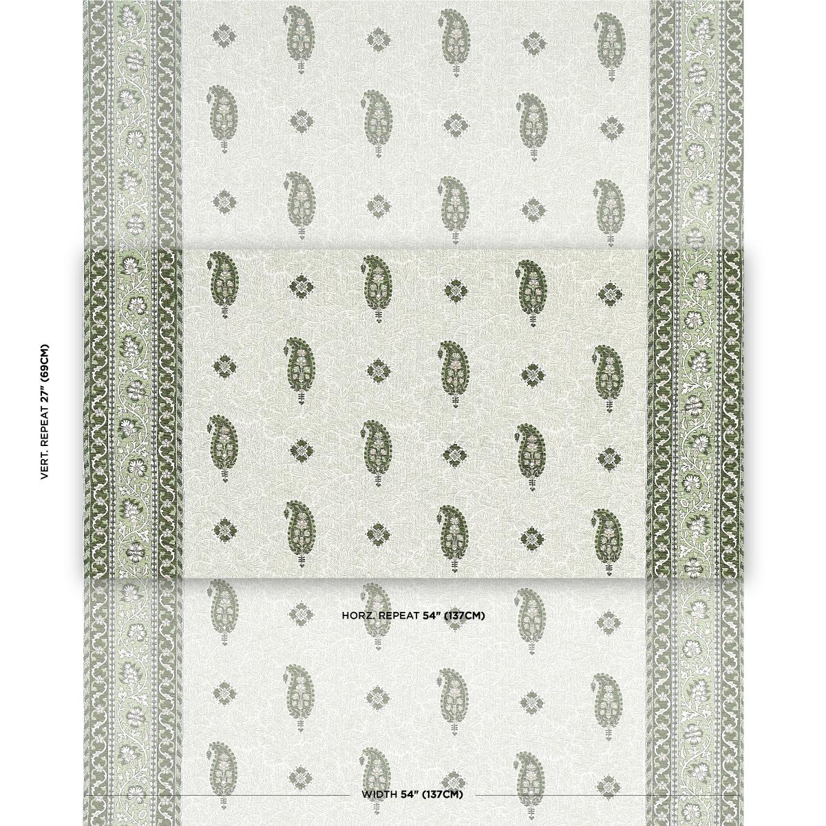 Schumacher Ojai Paisley Leaf Green Fabric