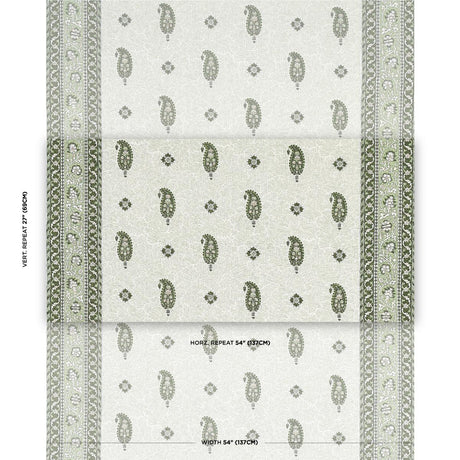 Schumacher Ojai Paisley Leaf Green Fabric