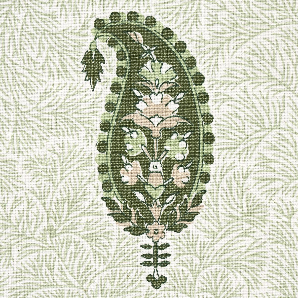 Schumacher Ojai Paisley Leaf Green Fabric