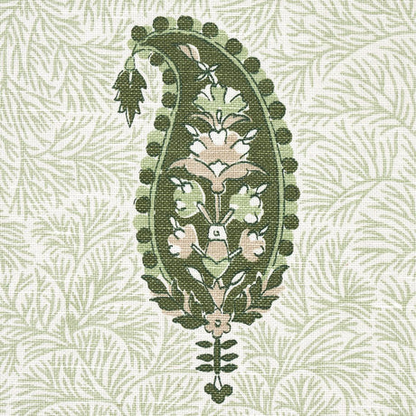 Schumacher Ojai Paisley Leaf Green Fabric