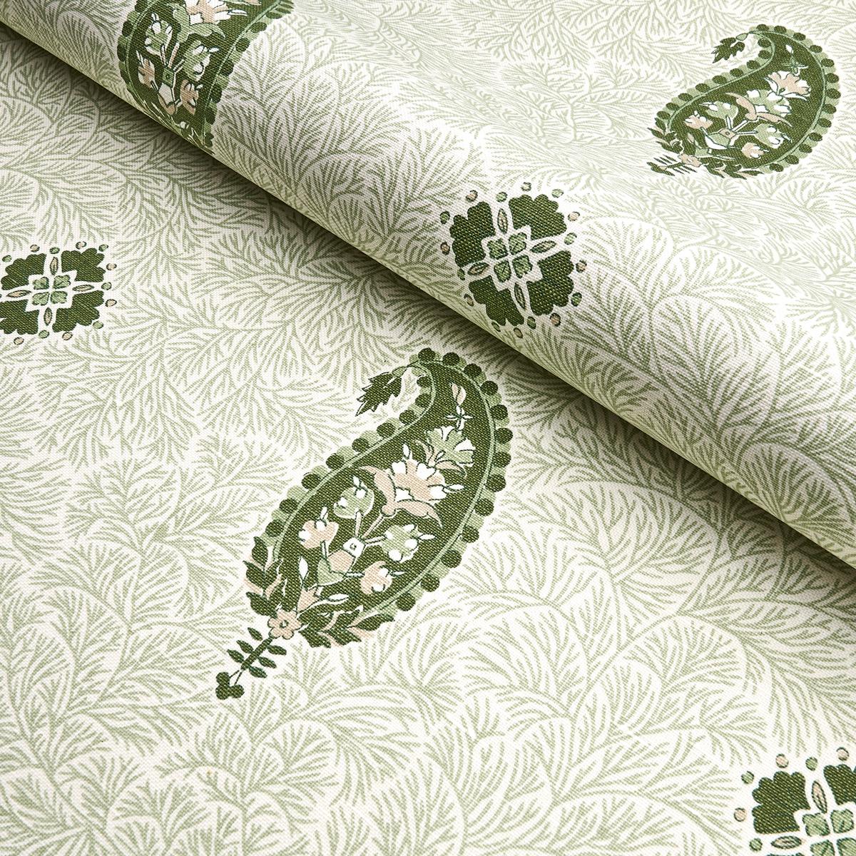 Schumacher Ojai Paisley Leaf Green Fabric