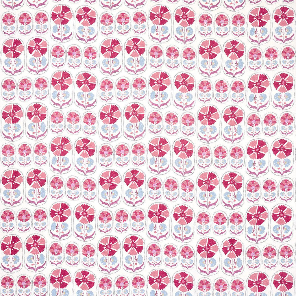 Schumacher Anjuna Floral Linen Print Mulberry Fabric