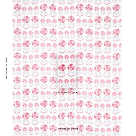 Schumacher Anjuna Floral Linen Print Mulberry Fabric