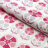 Schumacher Anjuna Floral Linen Print Mulberry Fabric